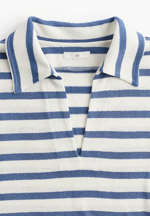 H&M - Collared top - white blue striped 