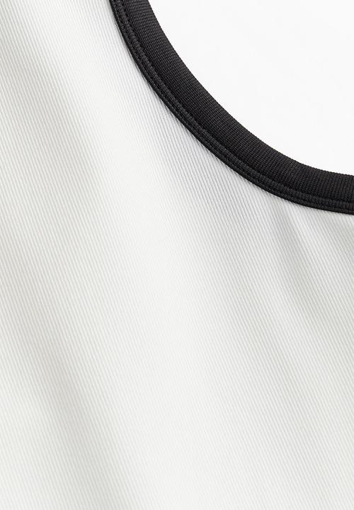 H&M - Ribbed vest top - cream/black