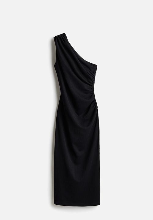 H&M - Gathered one-shoulder dress - Black