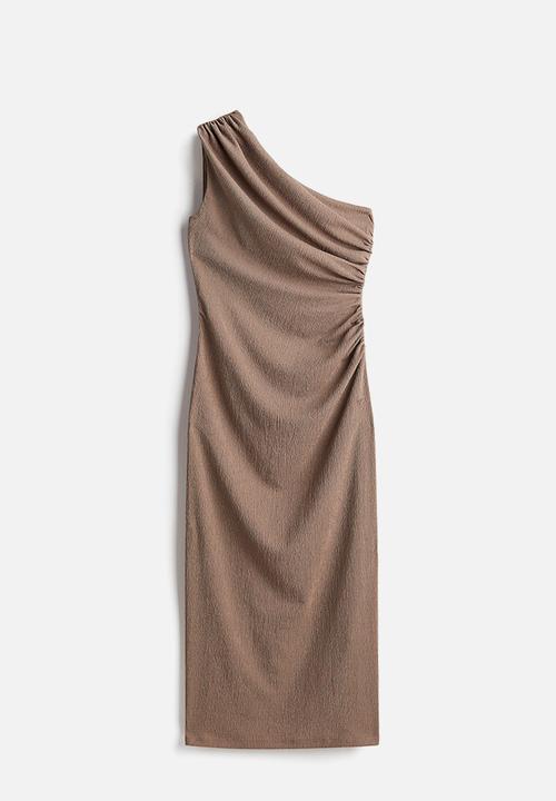 H&M - Gathered one-shoulder dress - beige