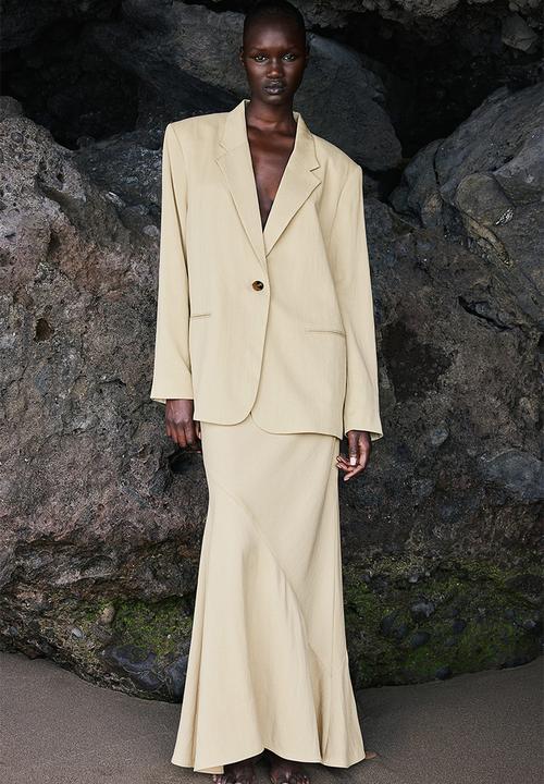 H&M - Oversized blazer - light dusty yellow 