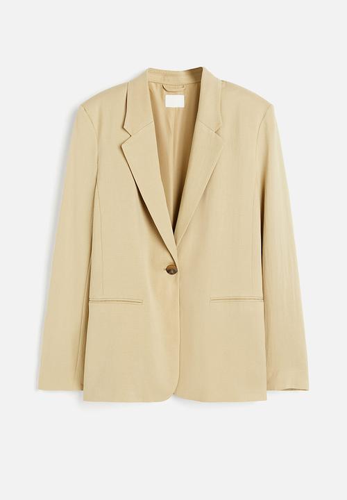 H&M - Oversized blazer - light dusty yellow 