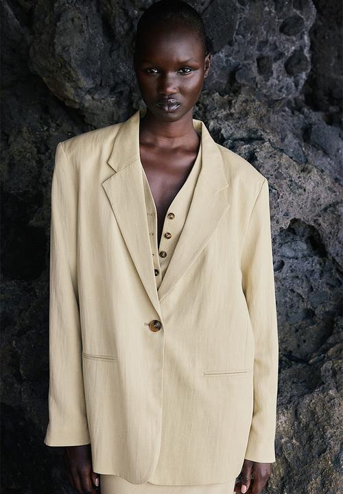 H&M - Oversized blazer - light dusty yellow 