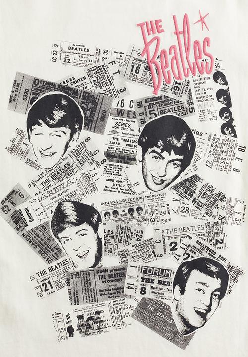 H&M - Oversized printed T-shirt - natural white the beatles 