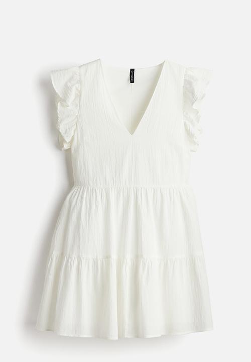 H&M - Flutter-sleeved throw-on dress - cream