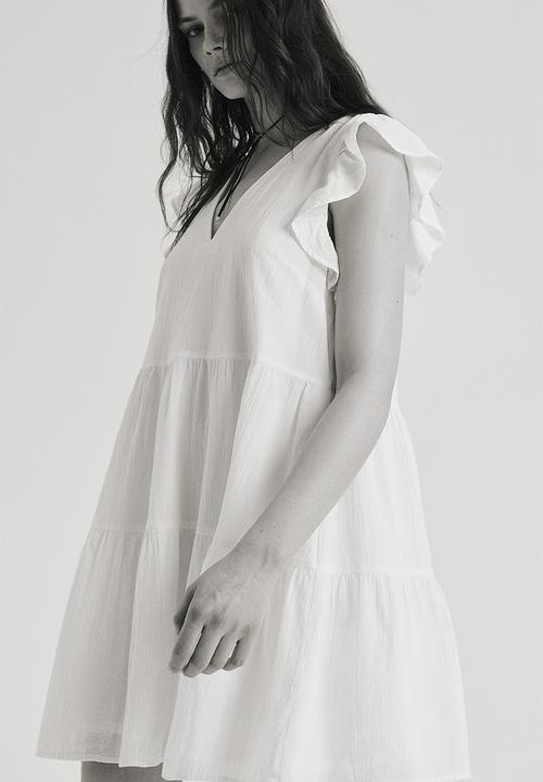 H&M - Flutter-sleeved throw-on dress - cream