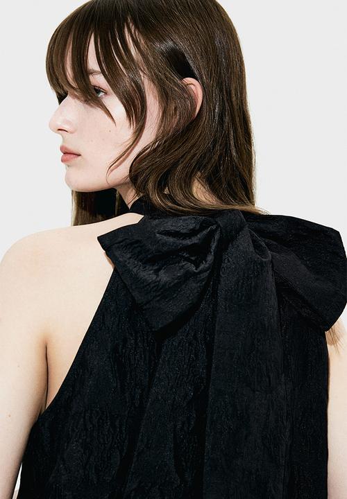 H&M - Jacquard-weave bow-back dress - Black