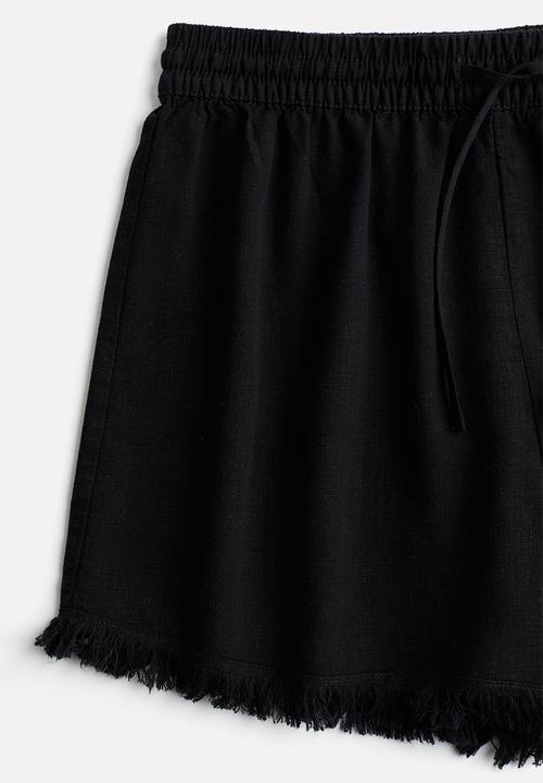 H&M - Linen-blend pull-on shorts - black