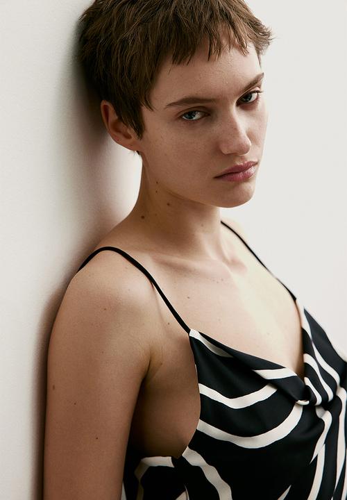 H&M - Draped cowl-neck dress - black