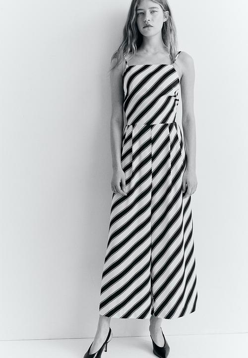 H&M - Open-back jumpsuit - cream striped 