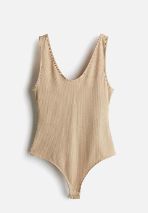 H&M - Ribbed thong body - beige