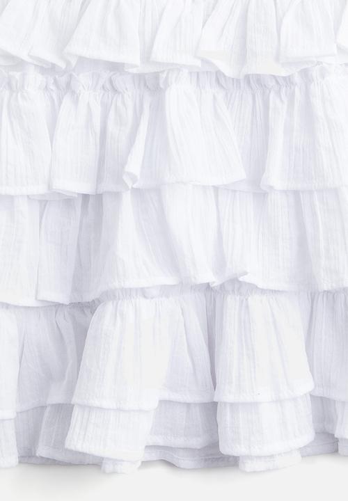 H&M - Tiered cotton mini skirt - white