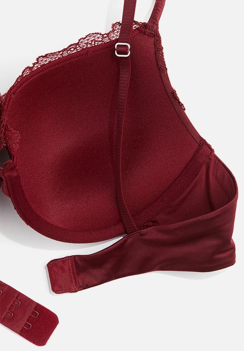 H&M - Microfibre and lace push-up bra - Red