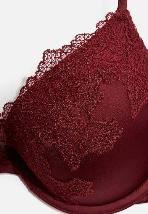 H&M - Microfibre and lace push-up bra - Red