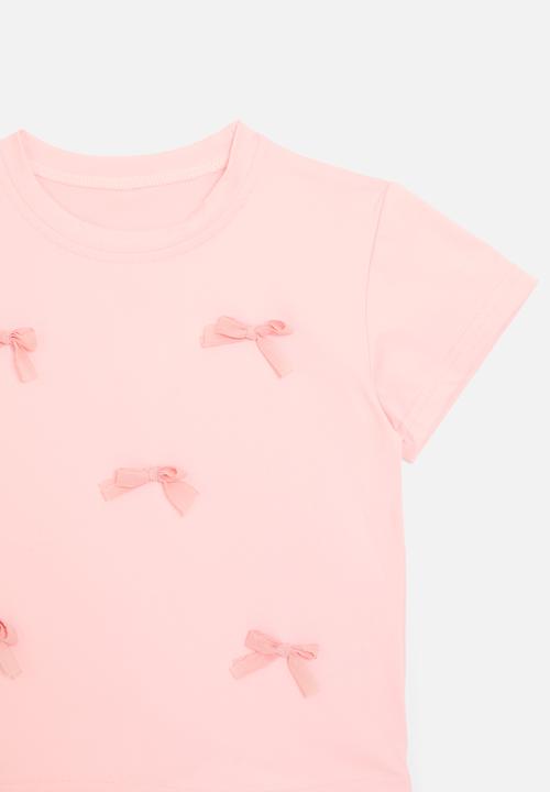 Pop Candy - Bow applique tee - pink