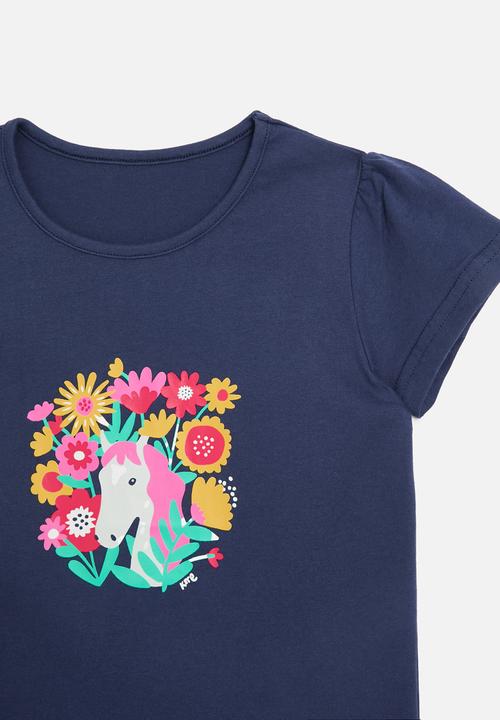 Pop Candy - Floral tee - navy blue