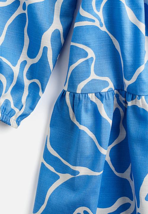 H&M - Drawstring-detail dress - blue patterned