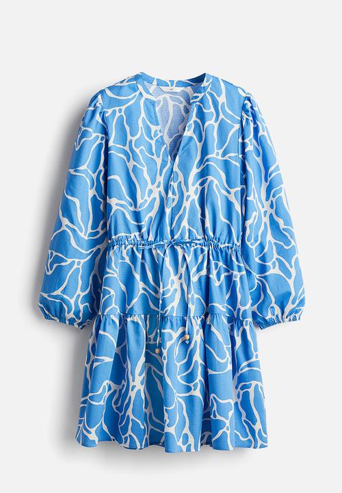 H&M - Drawstring-detail dress - blue patterned