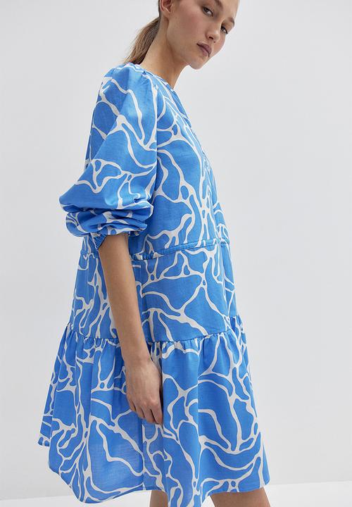 H&M - Drawstring-detail dress - blue patterned