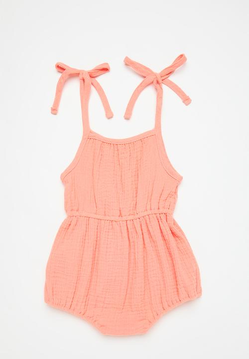 Pop Candy - Shoulder tie romper - orange