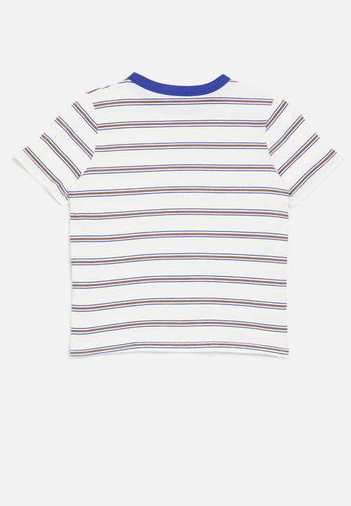 Pop Candy - Striped crew tee - blue & white