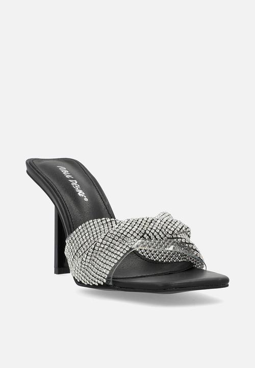 Public Desire - Pegasus mule heel - black silver diamante