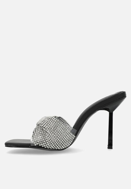 Public Desire - Pegasus mule heel - black silver diamante