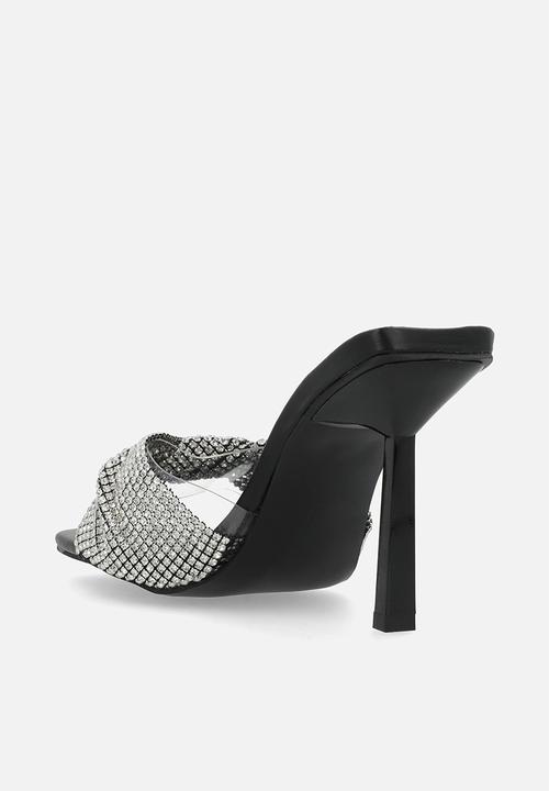 Public Desire - Pegasus mule heel - black silver diamante