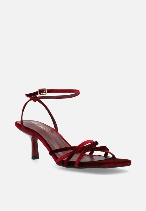 Public Desire - Lychee strappy heel - burgundy velvet