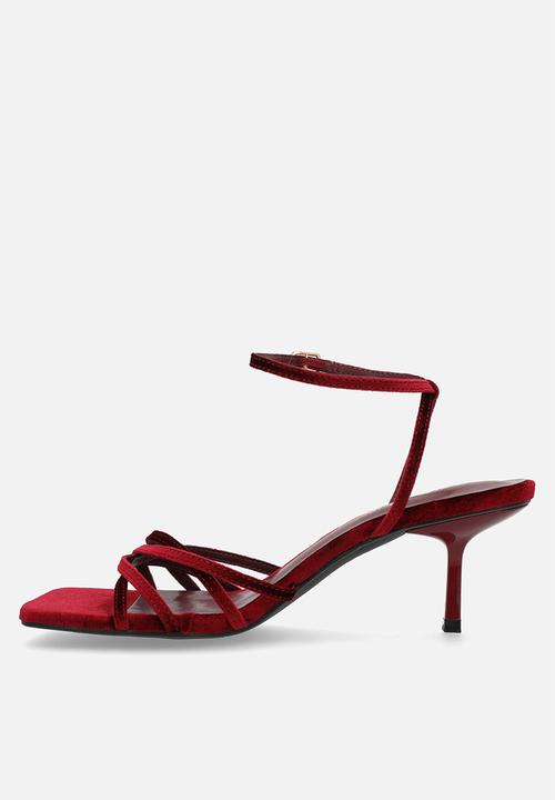 Public Desire - Lychee strappy heel - burgundy velvet