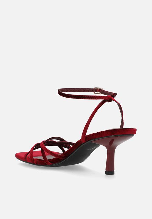 Public Desire - Lychee strappy heel - burgundy velvet