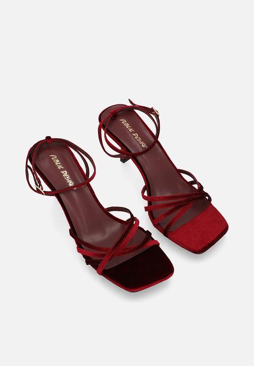 Public Desire - Lychee strappy heel - burgundy velvet