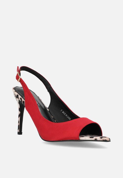 Public Desire - Reigns slingback heel - red & leopard