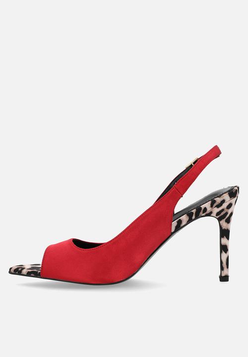 Public Desire - Reigns slingback heel - red & leopard