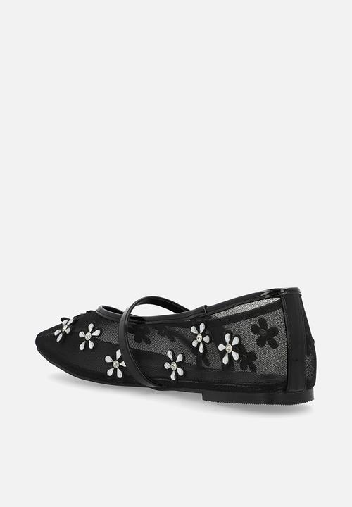 Public Desire - Coquette pump flat - black mesh embellished
