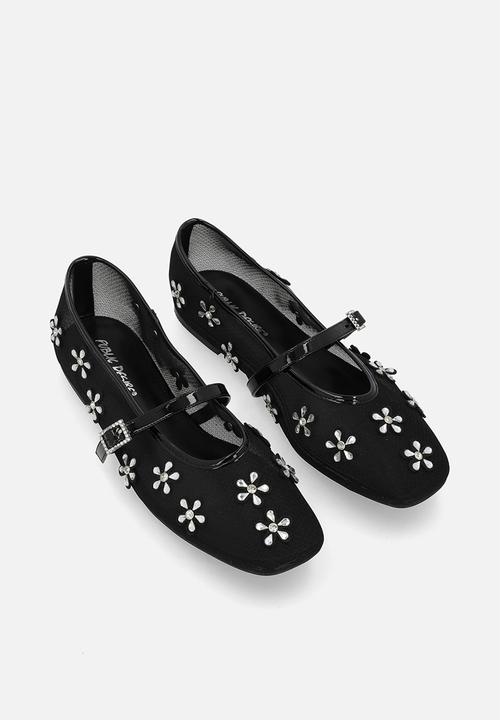 Public Desire - Coquette pump flat - black mesh embellished