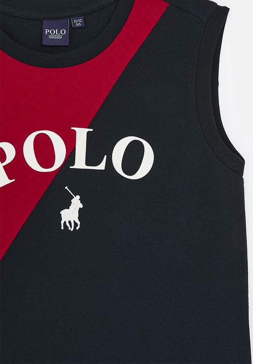 POLO - Boys usher colour blocked vest - red & navy
