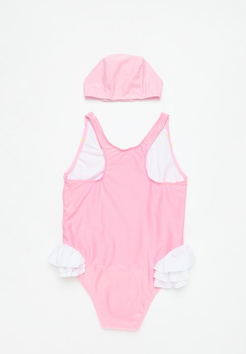 Pop Candy - Printed swimsuit and cap set - pink