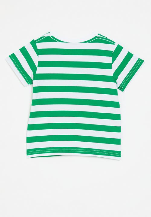 Pop Candy - Striped crew neck tee - green & white