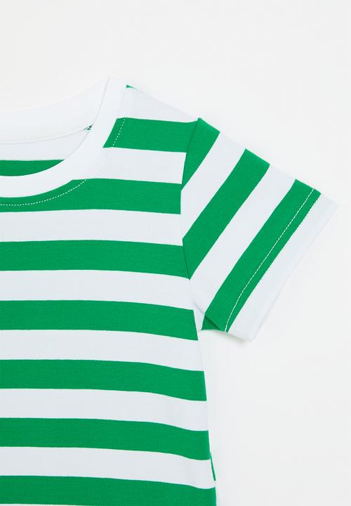 Pop Candy - Striped crew neck tee - green & white