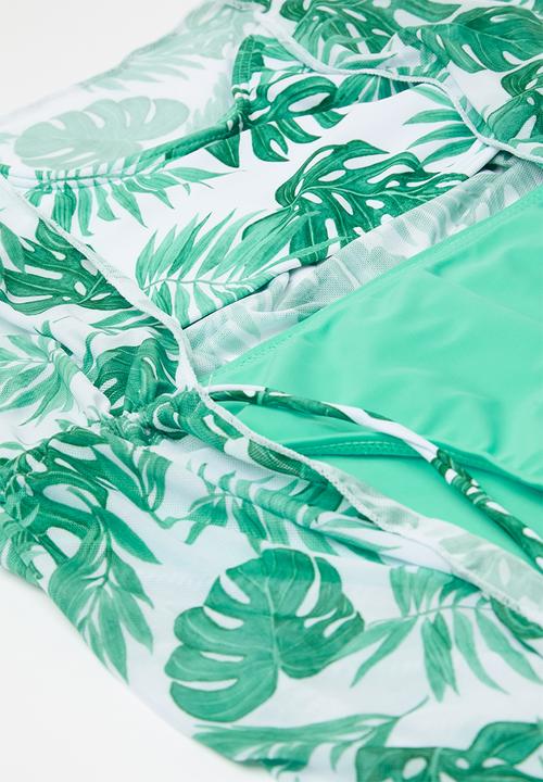 Pop Candy - 3 Piece printed swimset - green & white