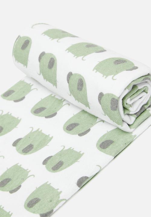 Pop Candy - 4 Pack printed blanket set-green & grey