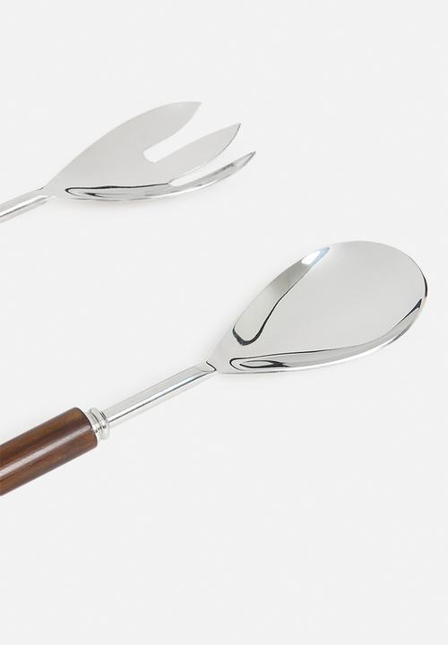 Nicolson Russell - Goa Salad Servers Set of 2 - Silver & Bamboo