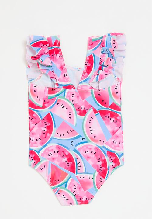 Pop Candy - Frilled one piece swimsuit- multi