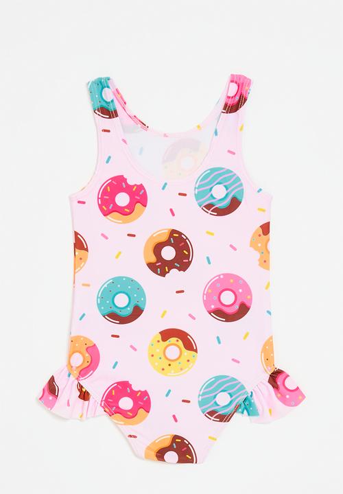 Pop Candy - Frilled hem one piece swimsuit-pink