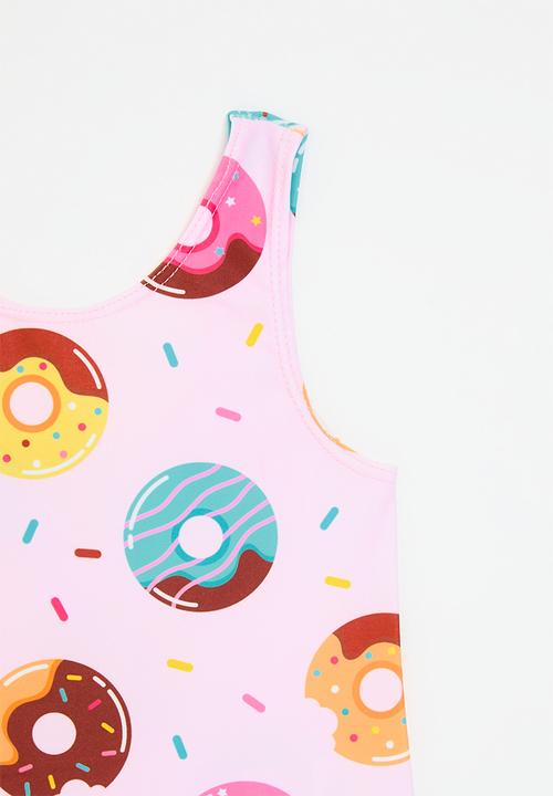 Pop Candy - Frilled hem one piece swimsuit-pink