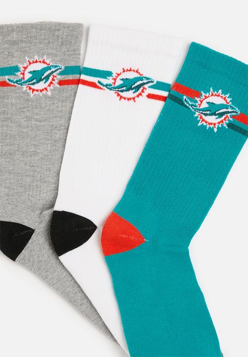 NFL - Crew sock 3 pack miami dolphins - teal/grey/white 