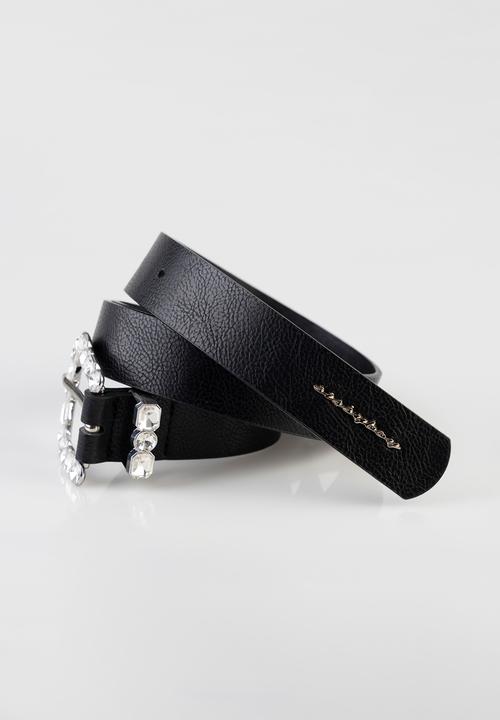 SISSY BOY - Stone heart belt - black