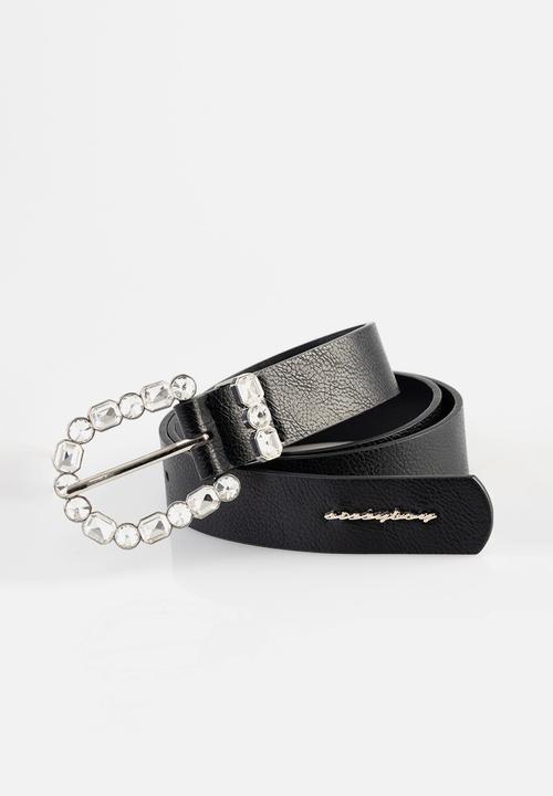 SISSY BOY - Stone heart belt - black