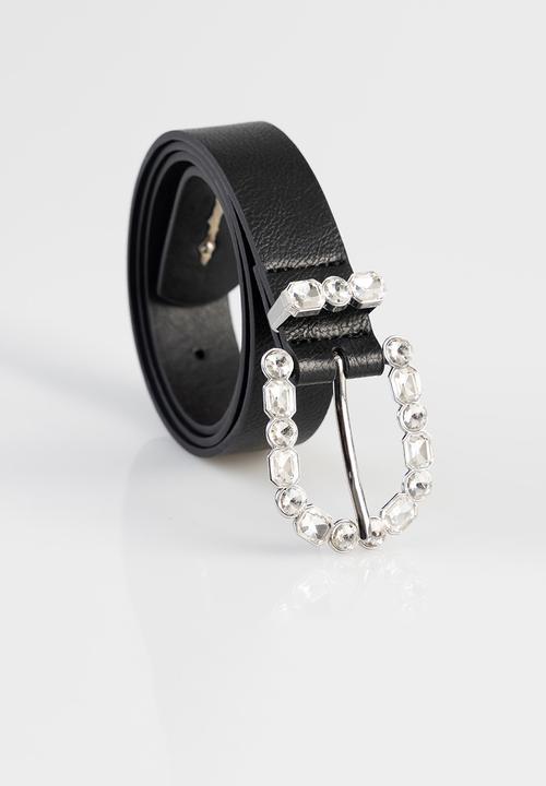 SISSY BOY - Stone heart belt - black
